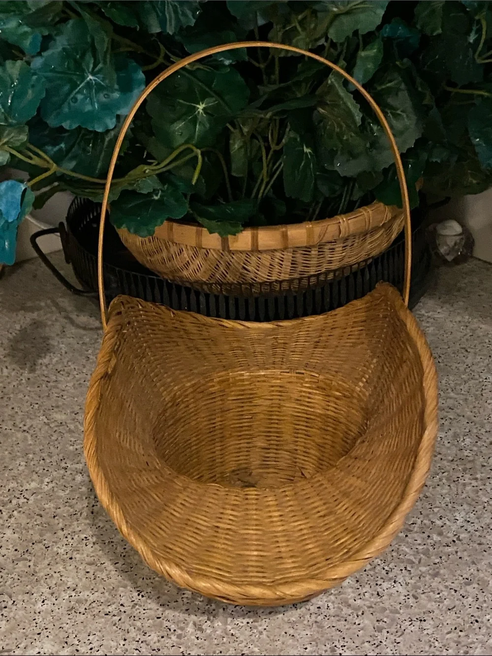 2 Handwoven Vintage Baskets w/Handles